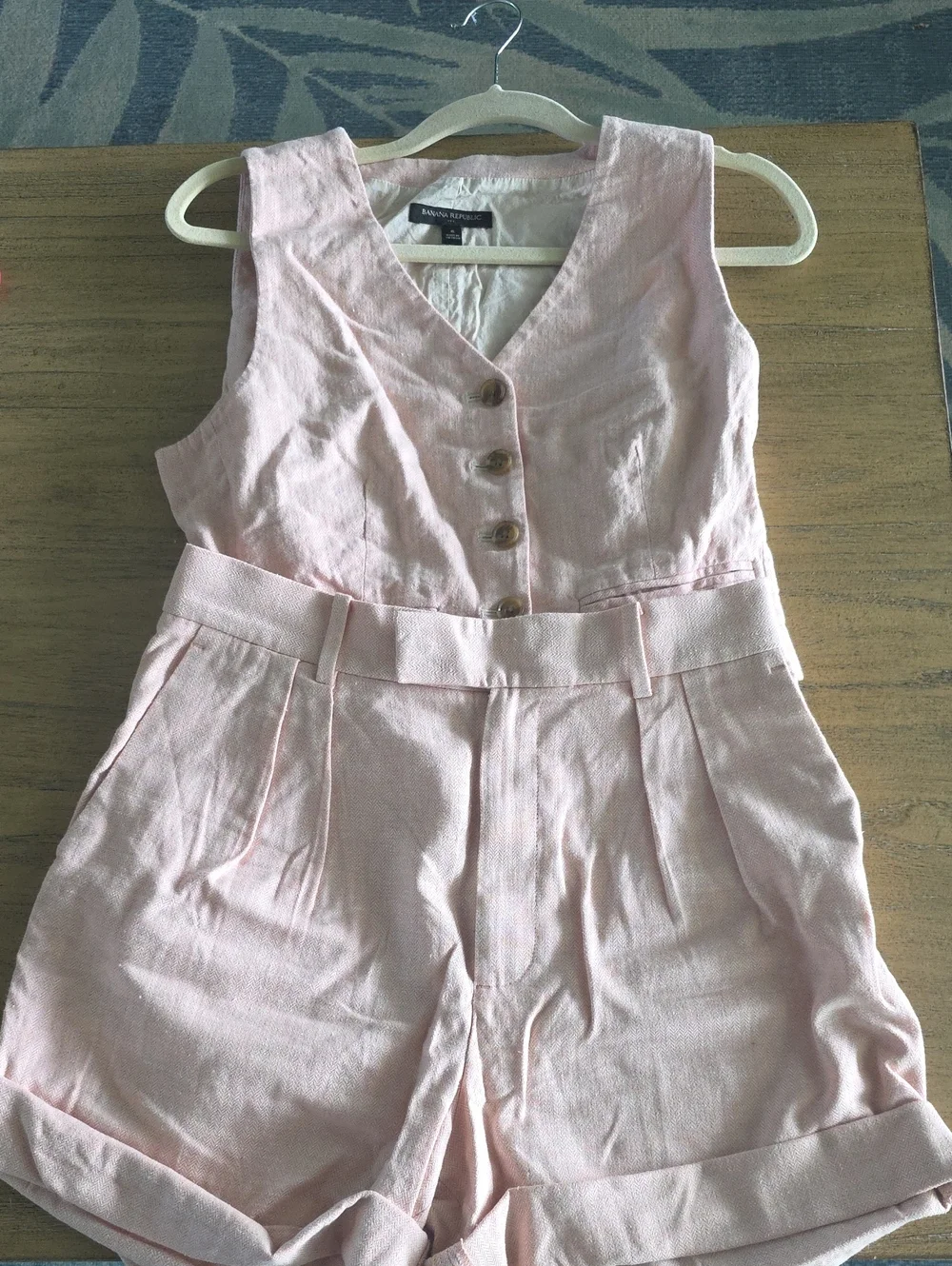 Banana Republic Light Pink Linen Romper